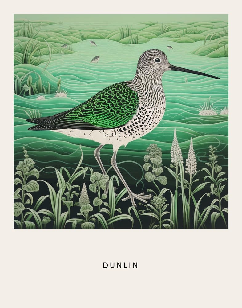 Ohara Koson Inspired Bird Painting Dunlin 2 Poster