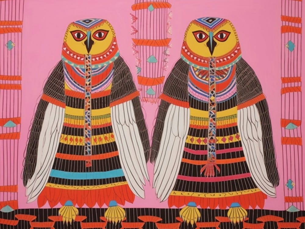 Crowned Eagle 1 Folk Style Animal Illustration