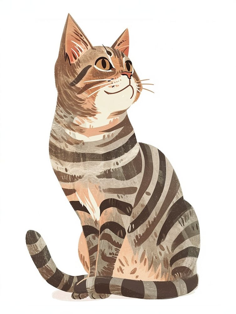 American Wirehair Cat Clipart Illustration 5