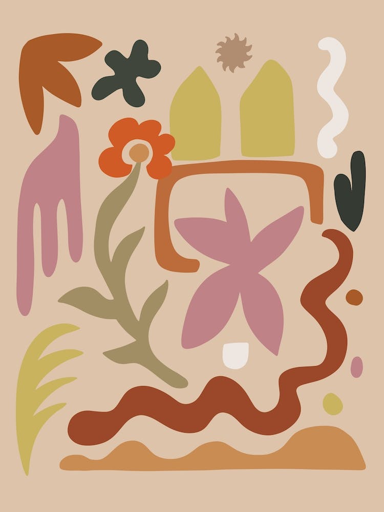 Abstract Folk Art Pattern In Pastel Colors