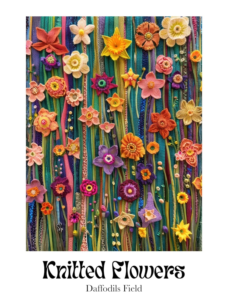 Gestrickte Blumen Narzissenfeld 9