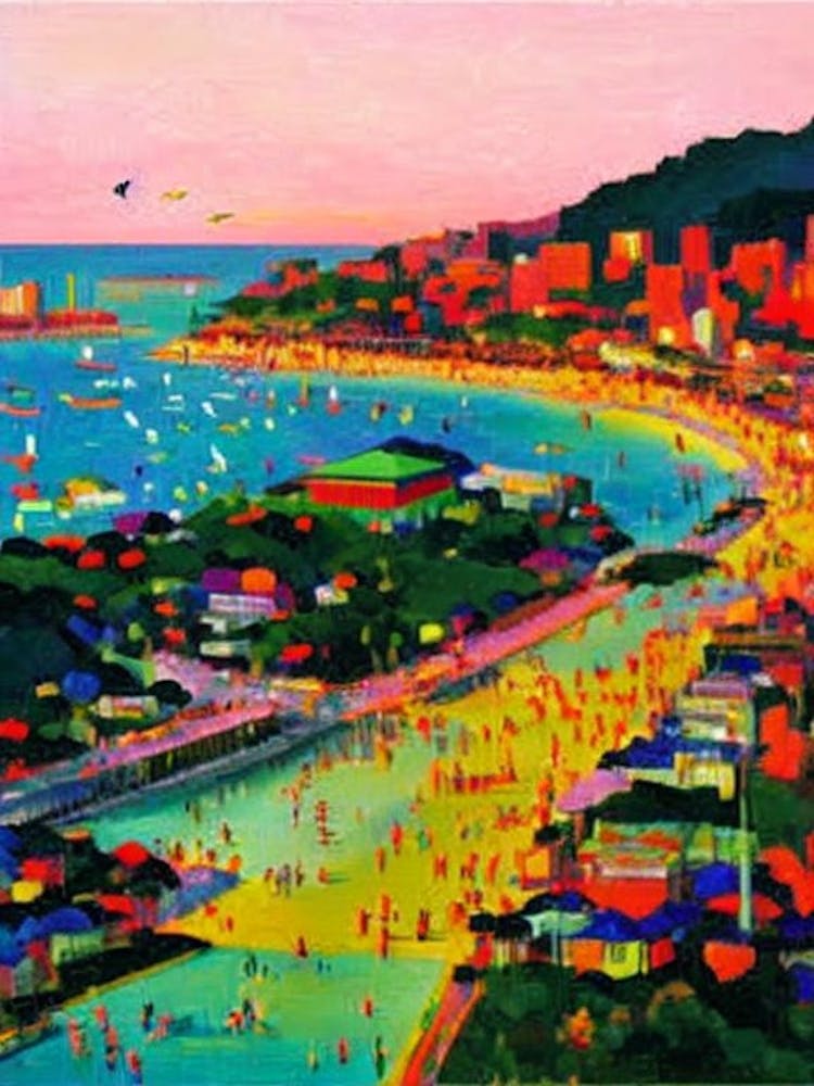 Haeundae Beach, Busan, South Korea Hockney Style