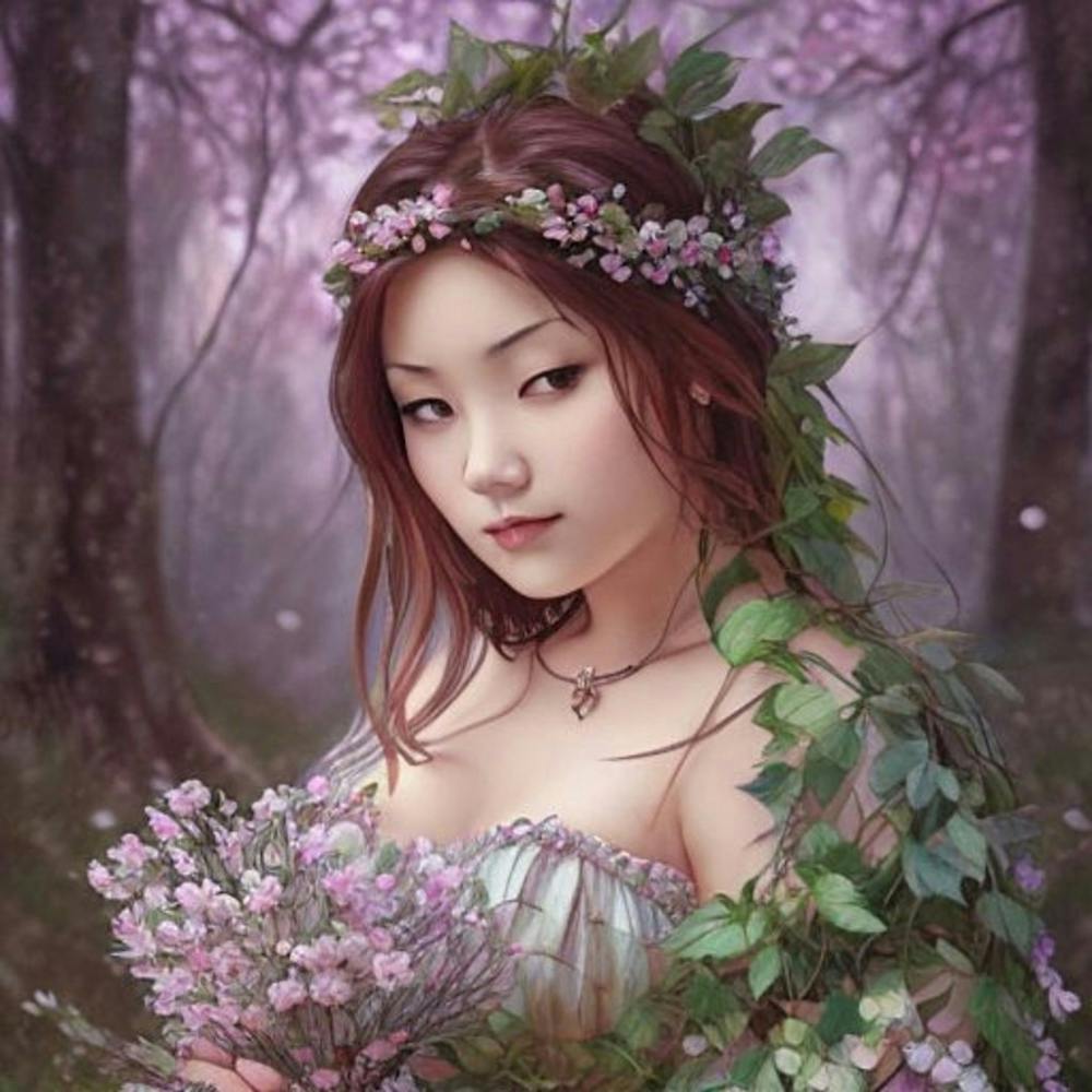 Fille Asiatique Dans La Forêt