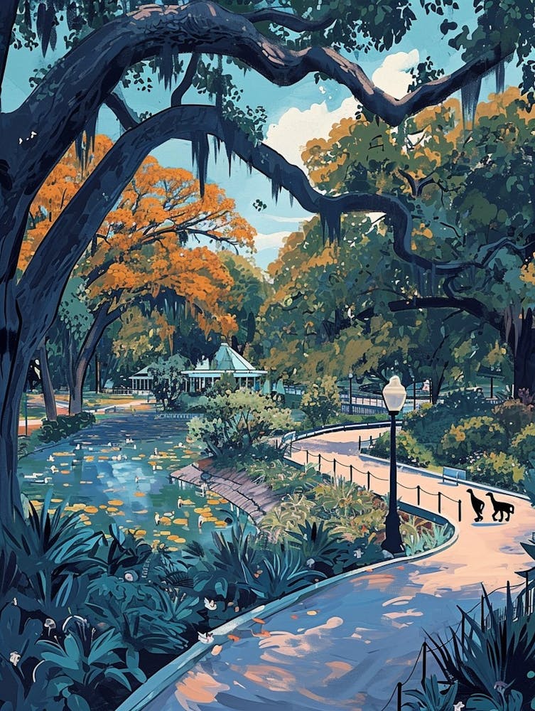 Audubon Park And Zoo Minimal Painting 3