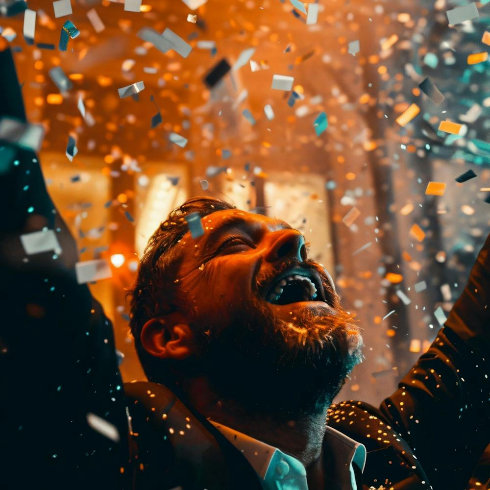 Happy Man With Confetti
