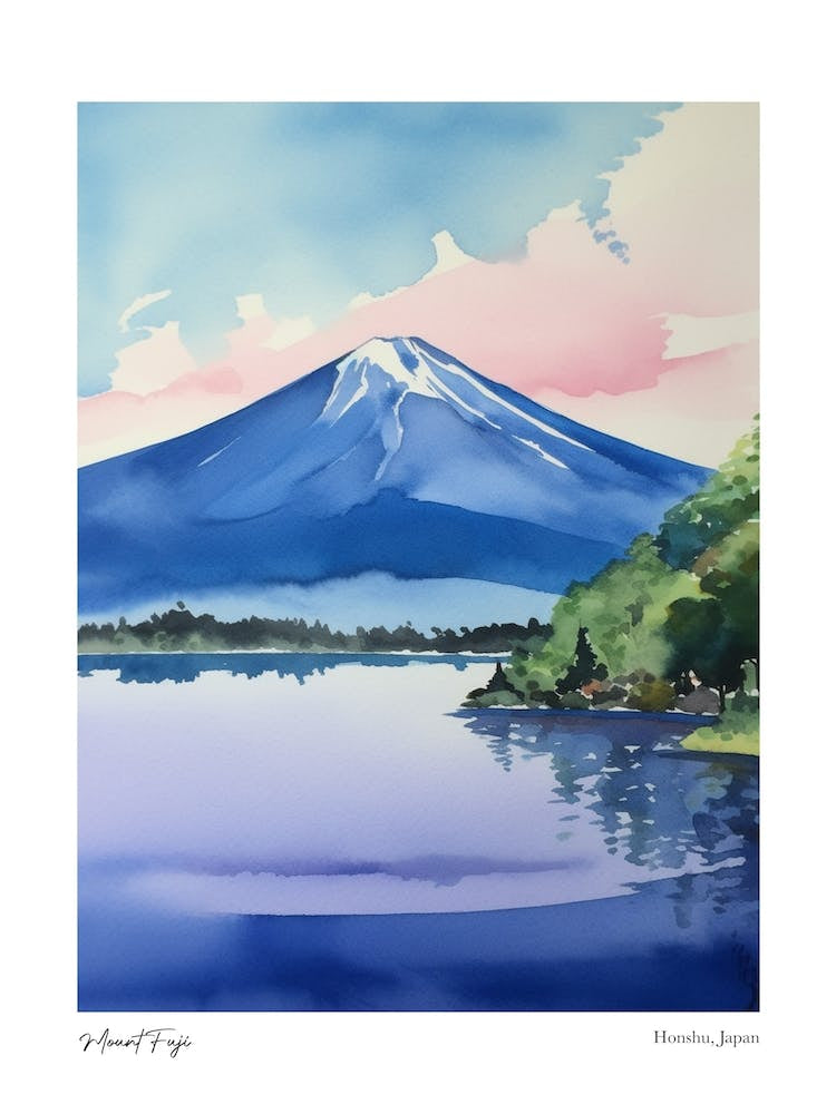 Mount Fuji, Japan 2 Watercolour Travel Poster