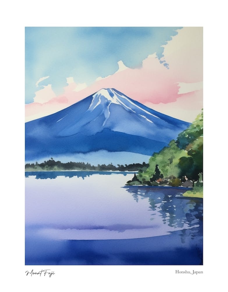 Mount Fuji, Japan 2 Watercolour Travel Poster