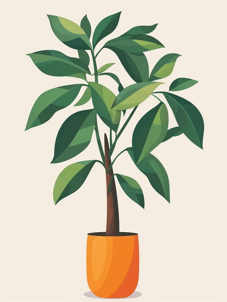 Money Tree Plant Minimalist Illustration 2