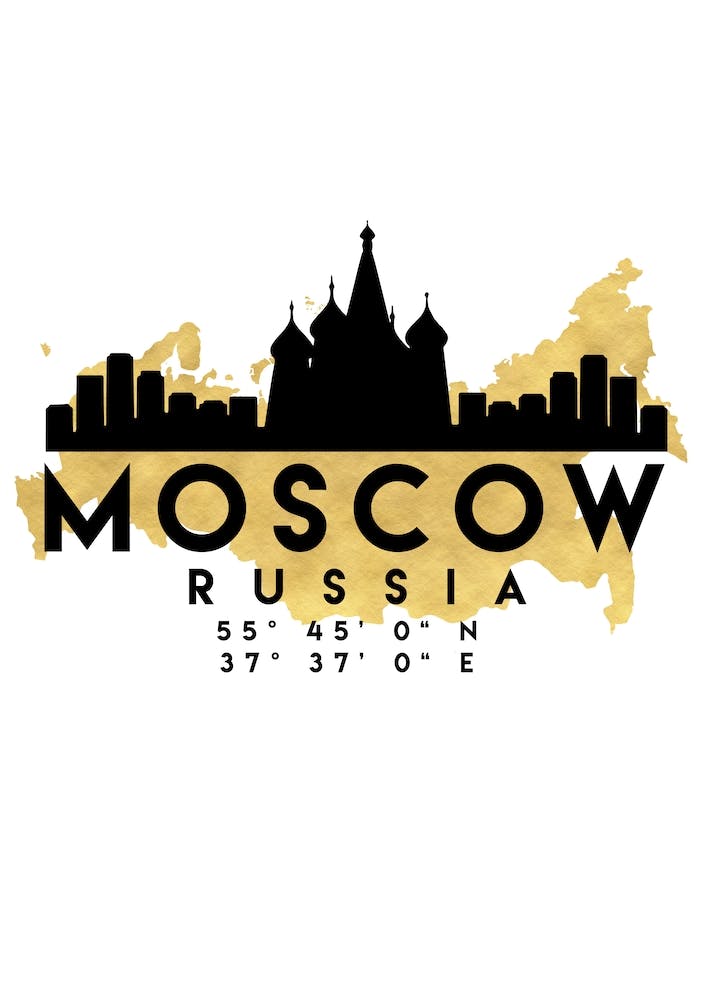 Moskau Russland Silhouette Stadt Skyline Karte