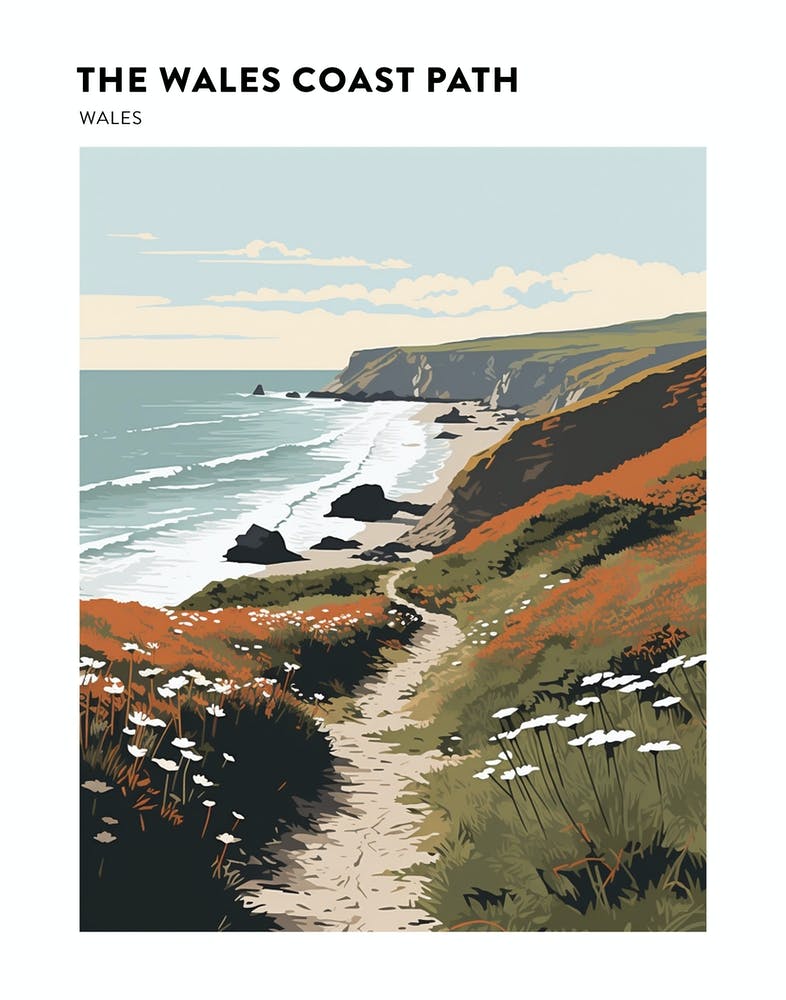 The Wales Coast Path Wales 2 Hiking Trail Landscape Poster