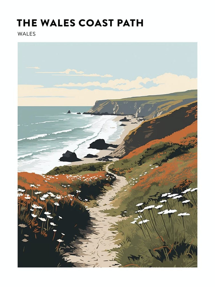 The Wales Coast Path Wales 2 Hiking Trail Landscape Poster