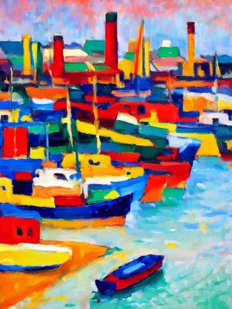 Port Of Dar Es Salaam Tanzania Brushwork Painting harbour