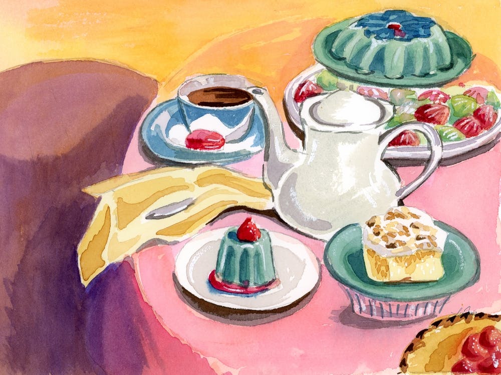 Stillleben Mit Tee Und Kuchen
