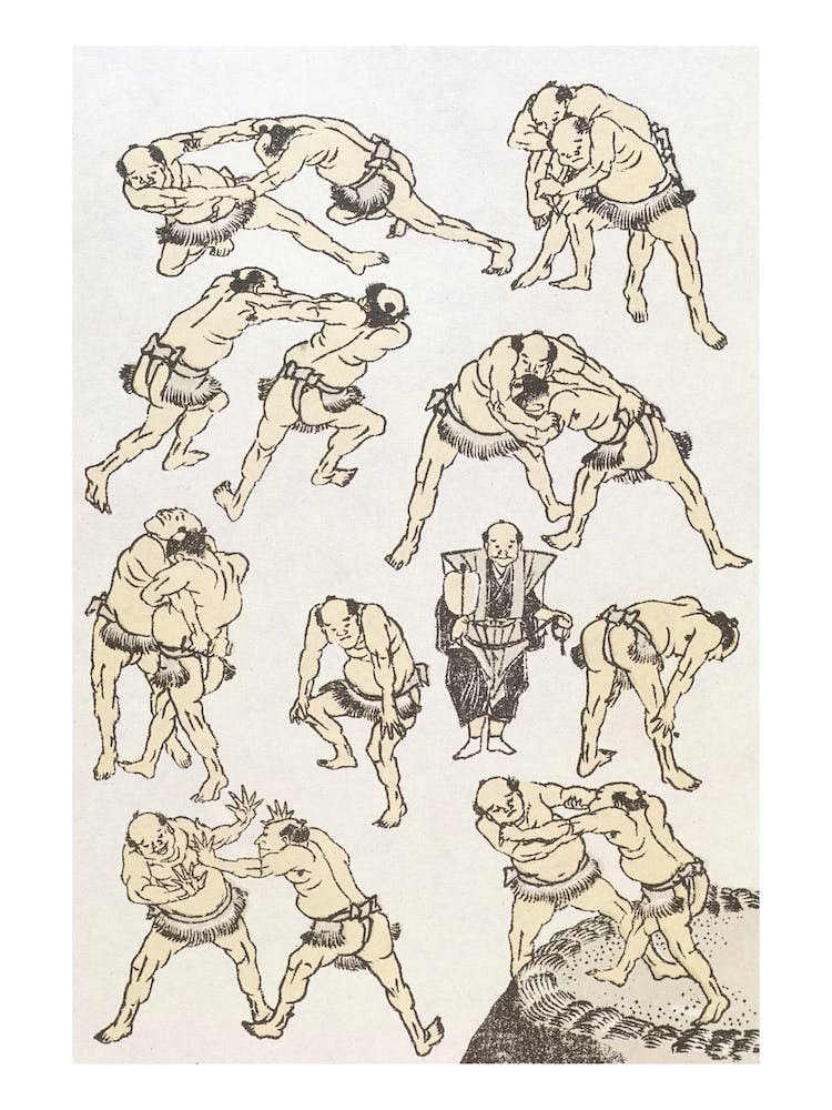 Manga Studies Of Gestures And Postures Of Wrestler