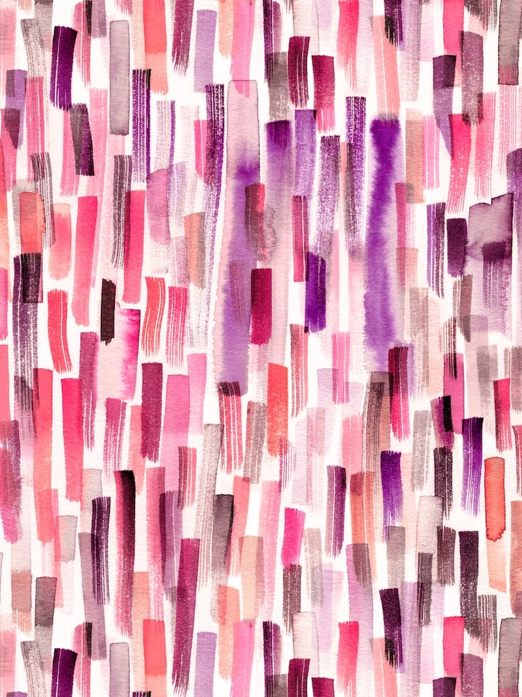 Watercolor Brushstrokes Coral Purple