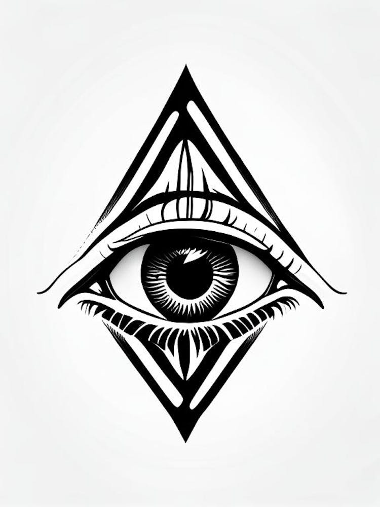 Digital Art, Symbol, Third Eye Simple Black & White Illustration 2
