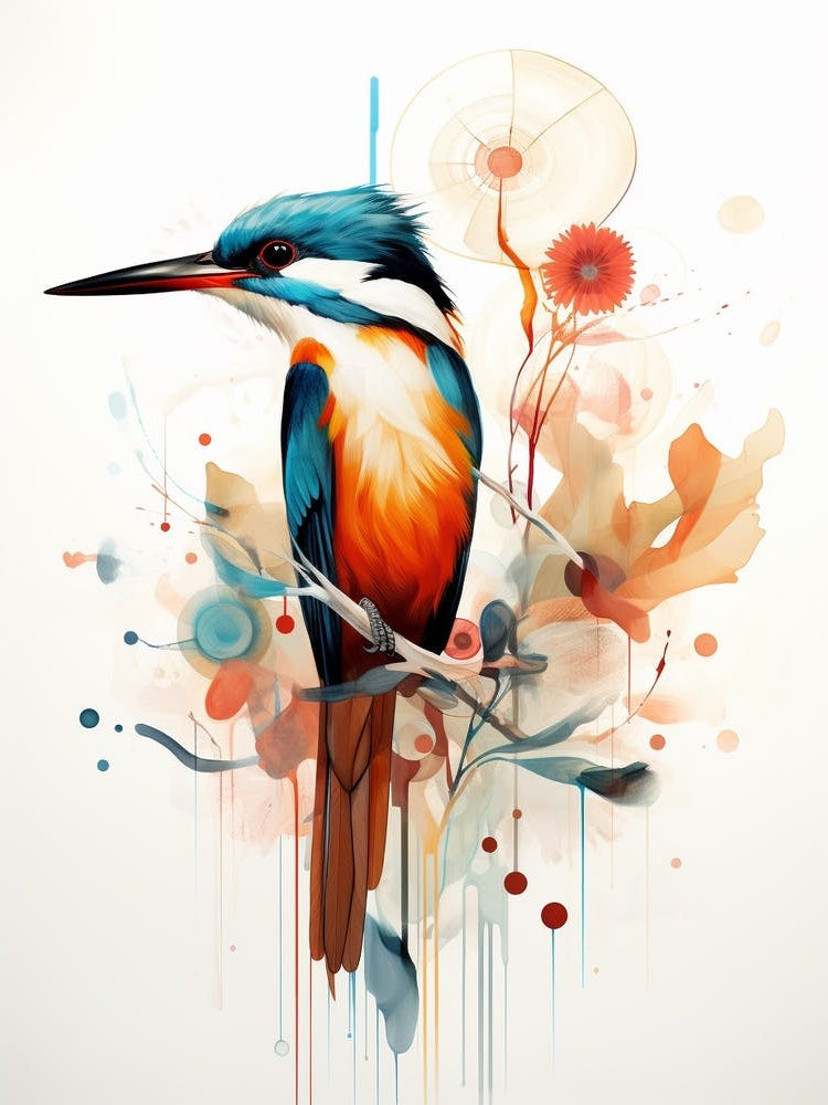 Bird Painting Collage Kingfisher 1