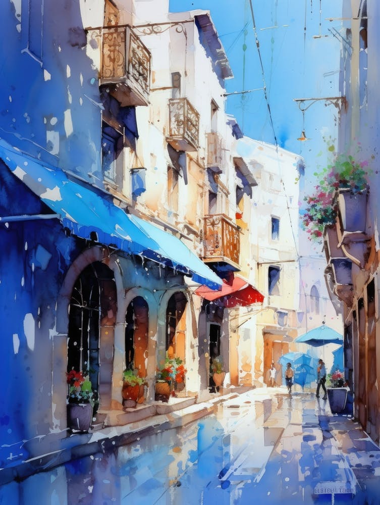 Watercolor Of A Street