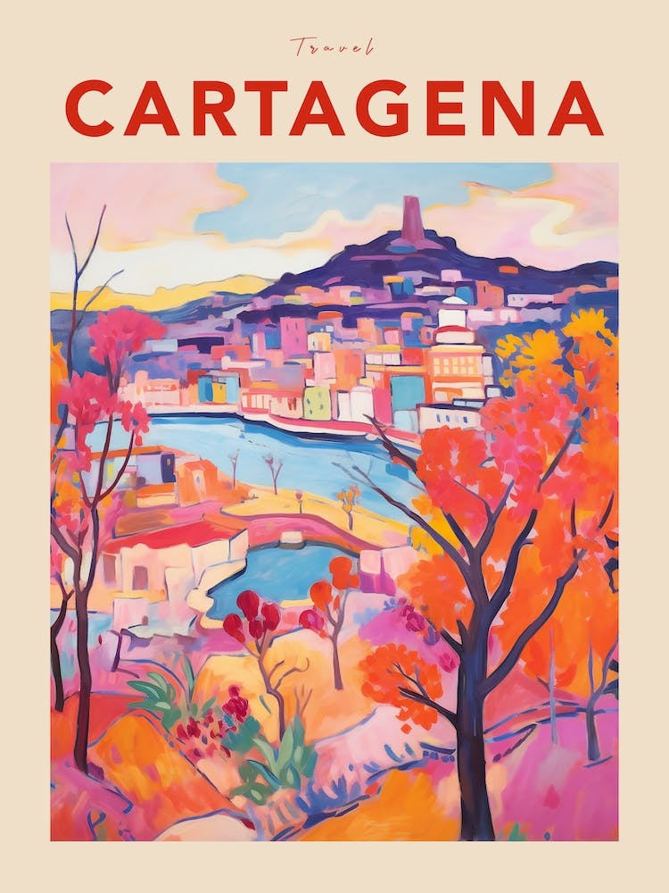 Cartagena Spain 3 Fauvist Travel Poster