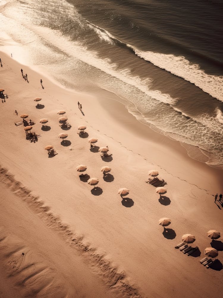 Vue Aérienne d'une Plage aux Tons Chauds 2