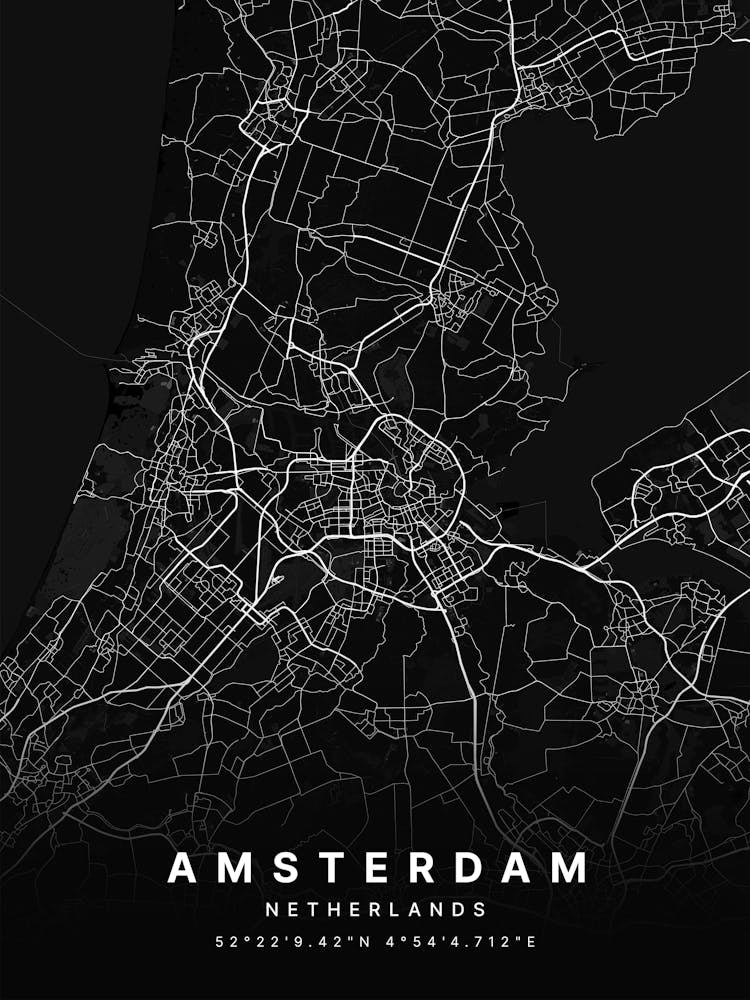 Amsterdam Niederlande Schwarze Karte