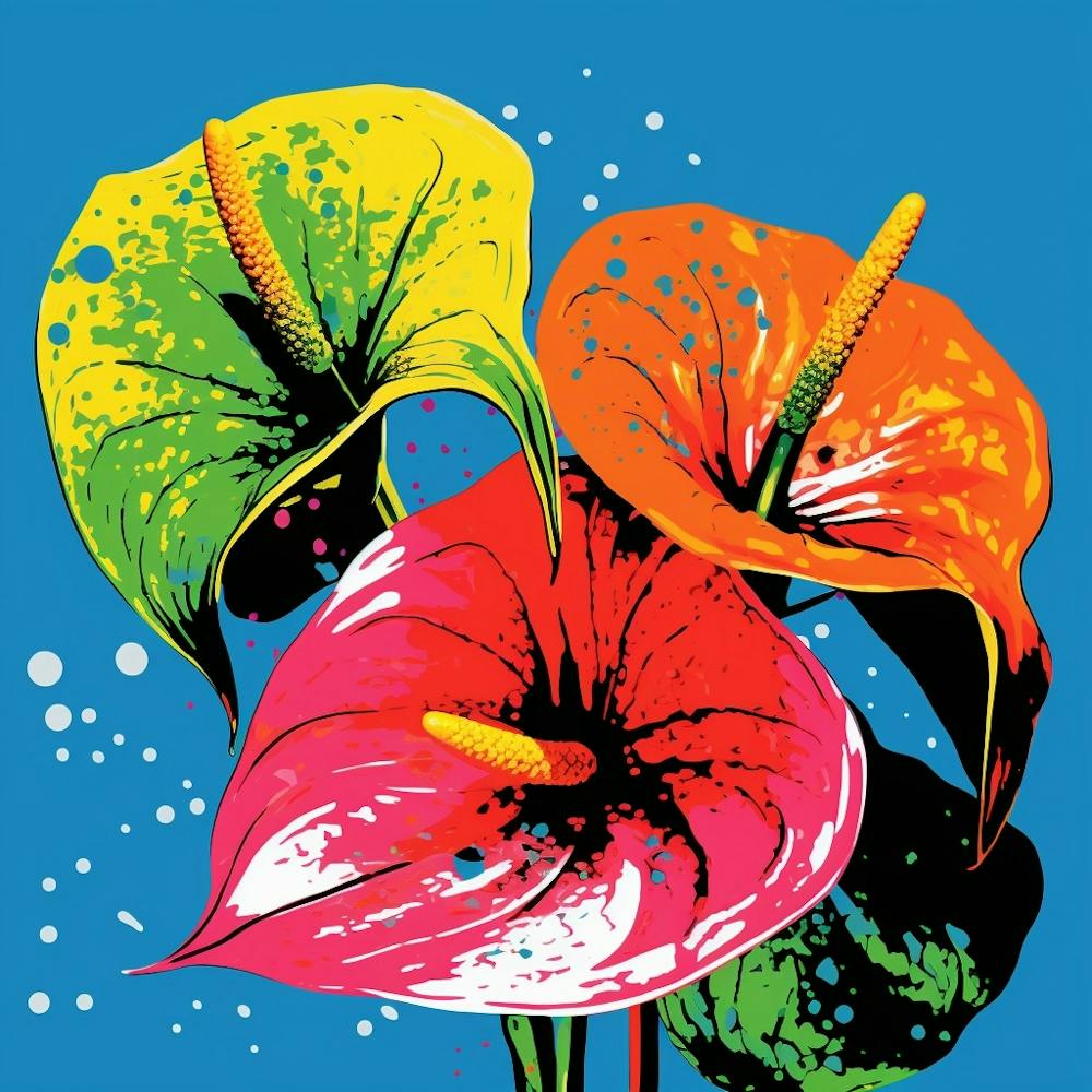 Andy Warhol Style Pop Art Flowers Flamingo Flower 2 Square