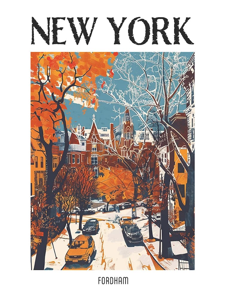 Fordham New York Colourful Silkscreen Illustration 3 Poster