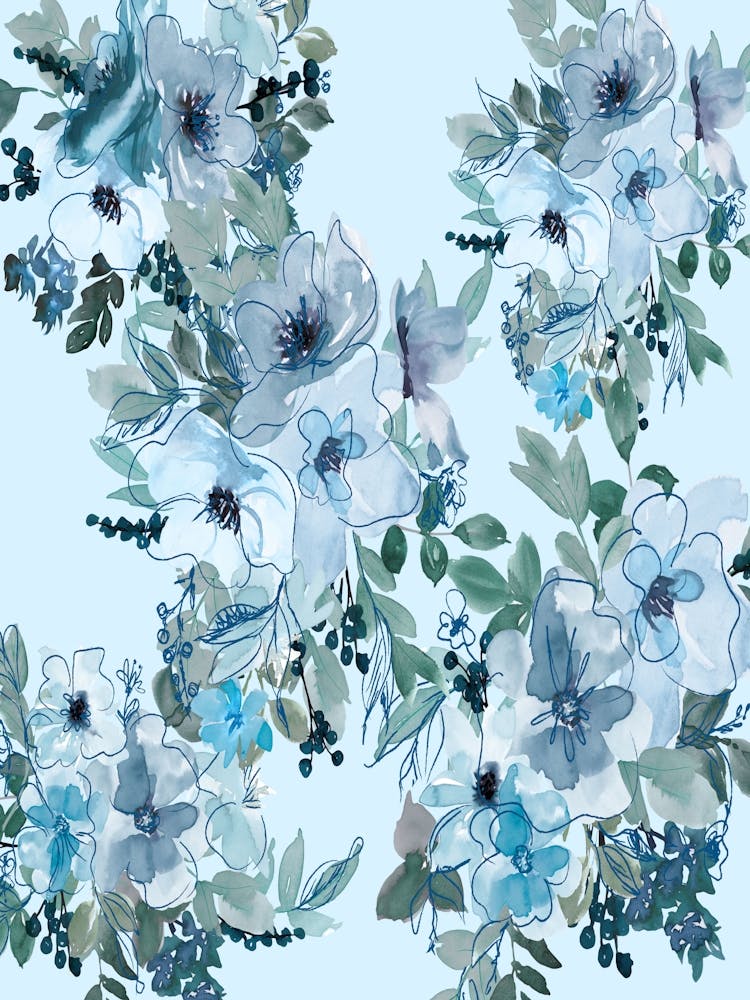 Watercolor Flowers - Veronica blue flower 2