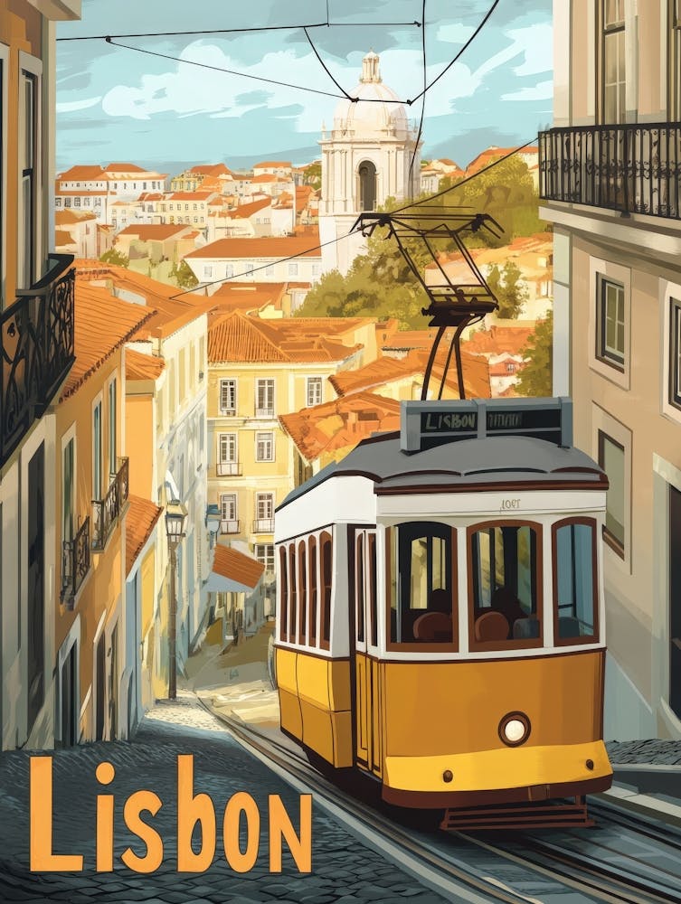 Aihrgdesign A Vintage Travel Poster Of Lisbon Featuring The I 7a321871 Ffb8 4bbb 80b3 9e81d0d4035e 1