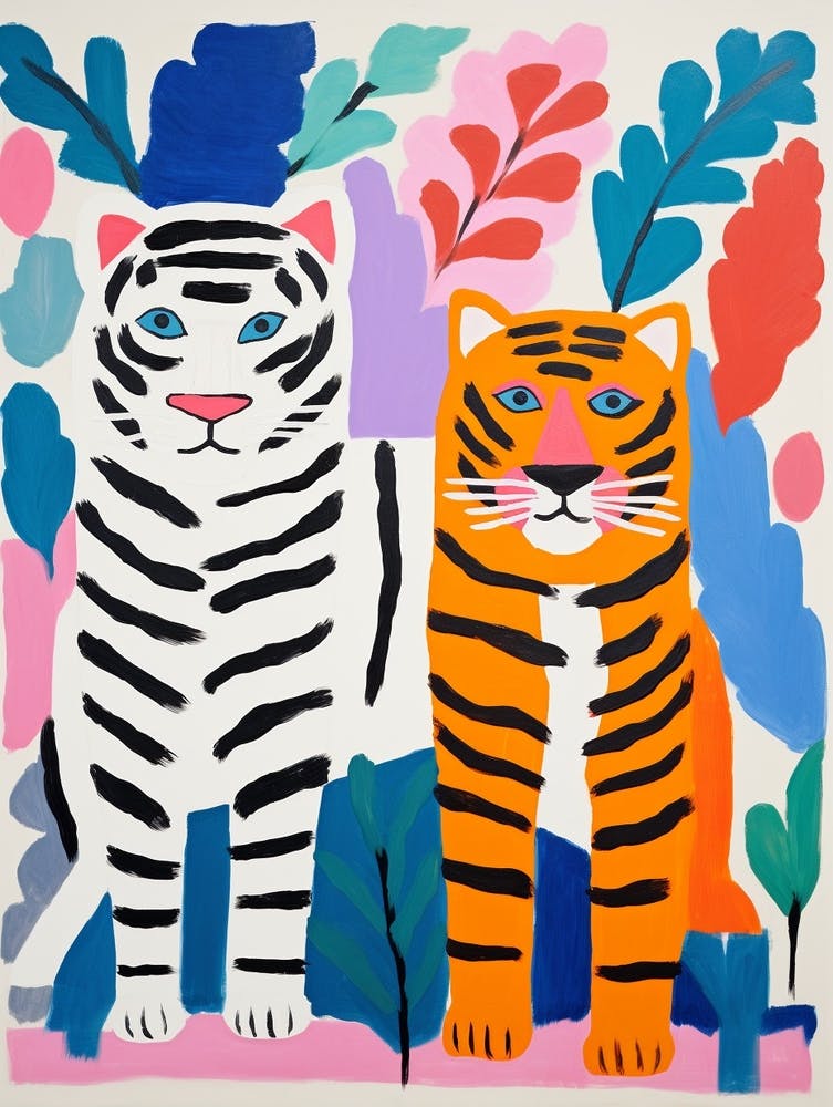 Colourful Kids Animal Art Siberian Tiger 1