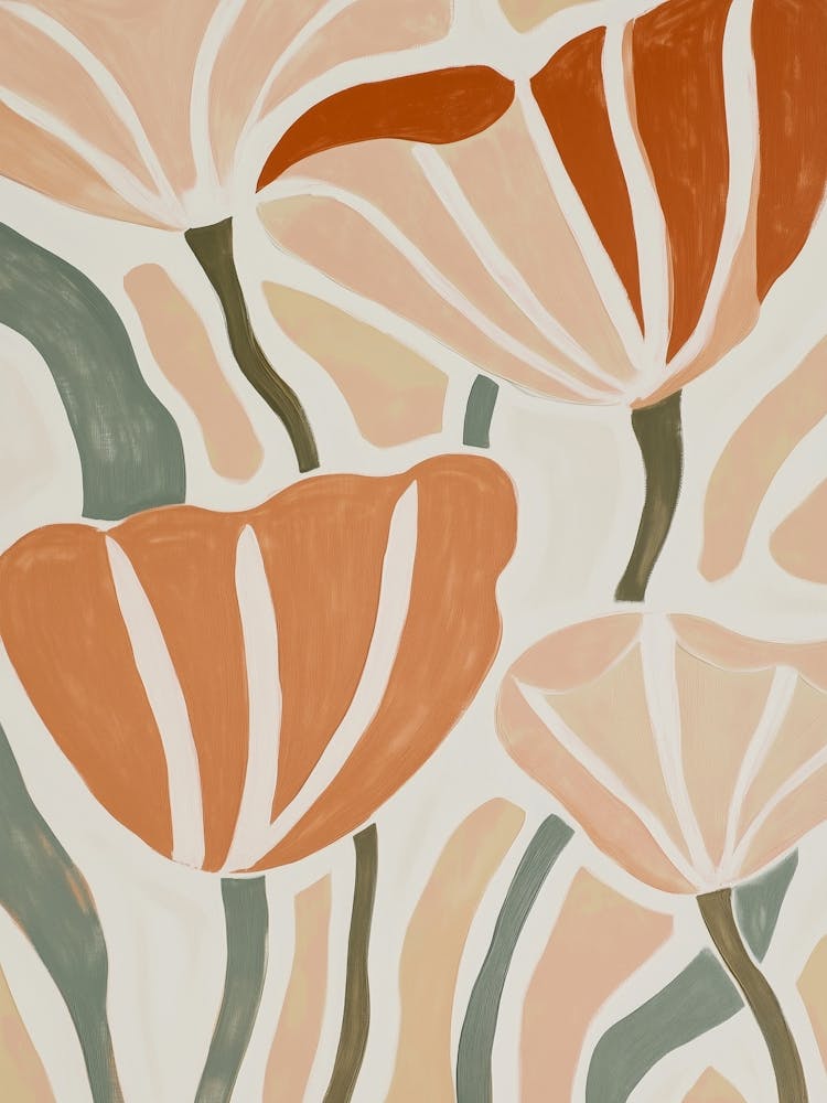 Abstract Poppy Flowers Illustration