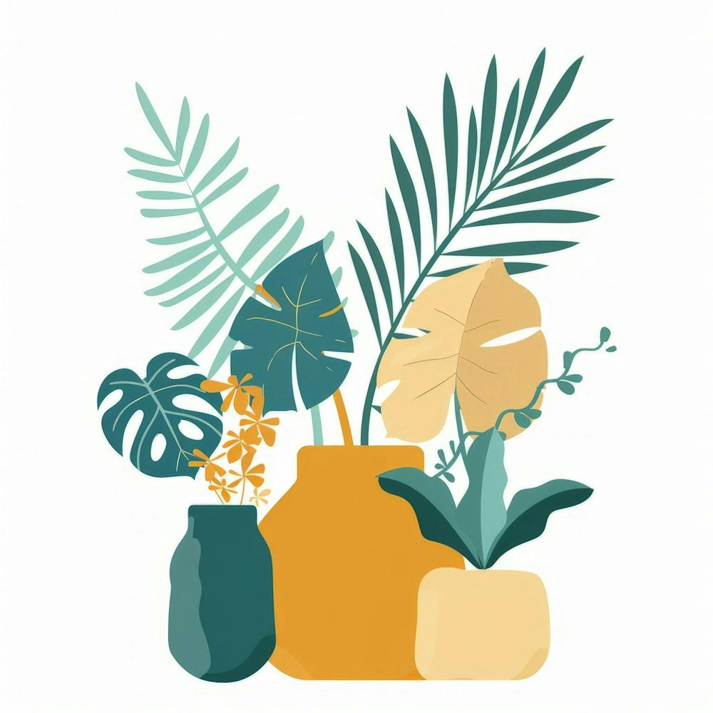 Tropical Plants In Vases