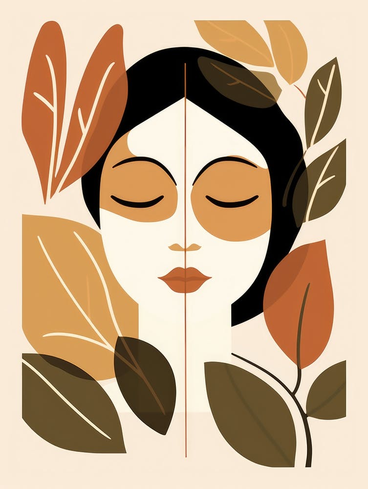 Woman'S Face With Leaves