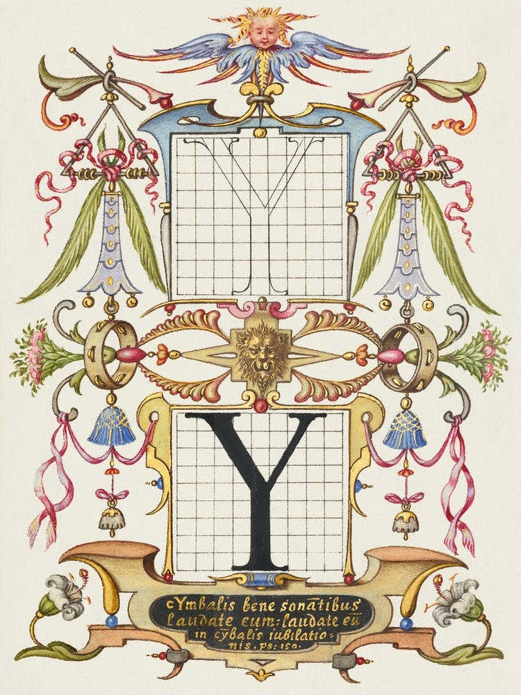 Guide For Constructing The Letter Y From Mira Calligraphiae Monumenta, Joris Hoefnagel