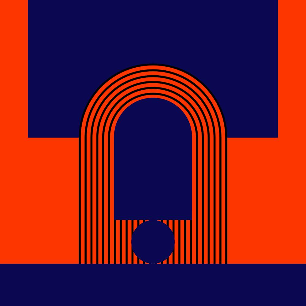 Orange and Blue Geometric Arch 