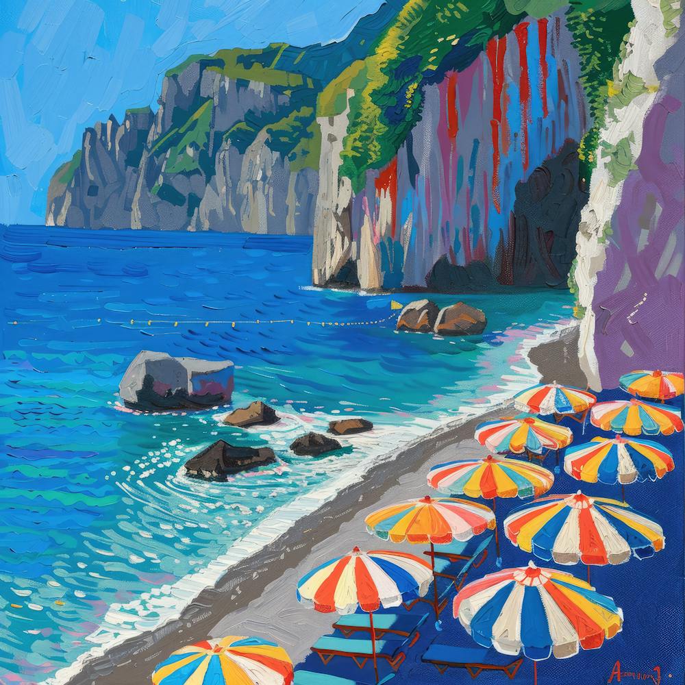 The Amalfi Coast Series in Style of David Hockney 4