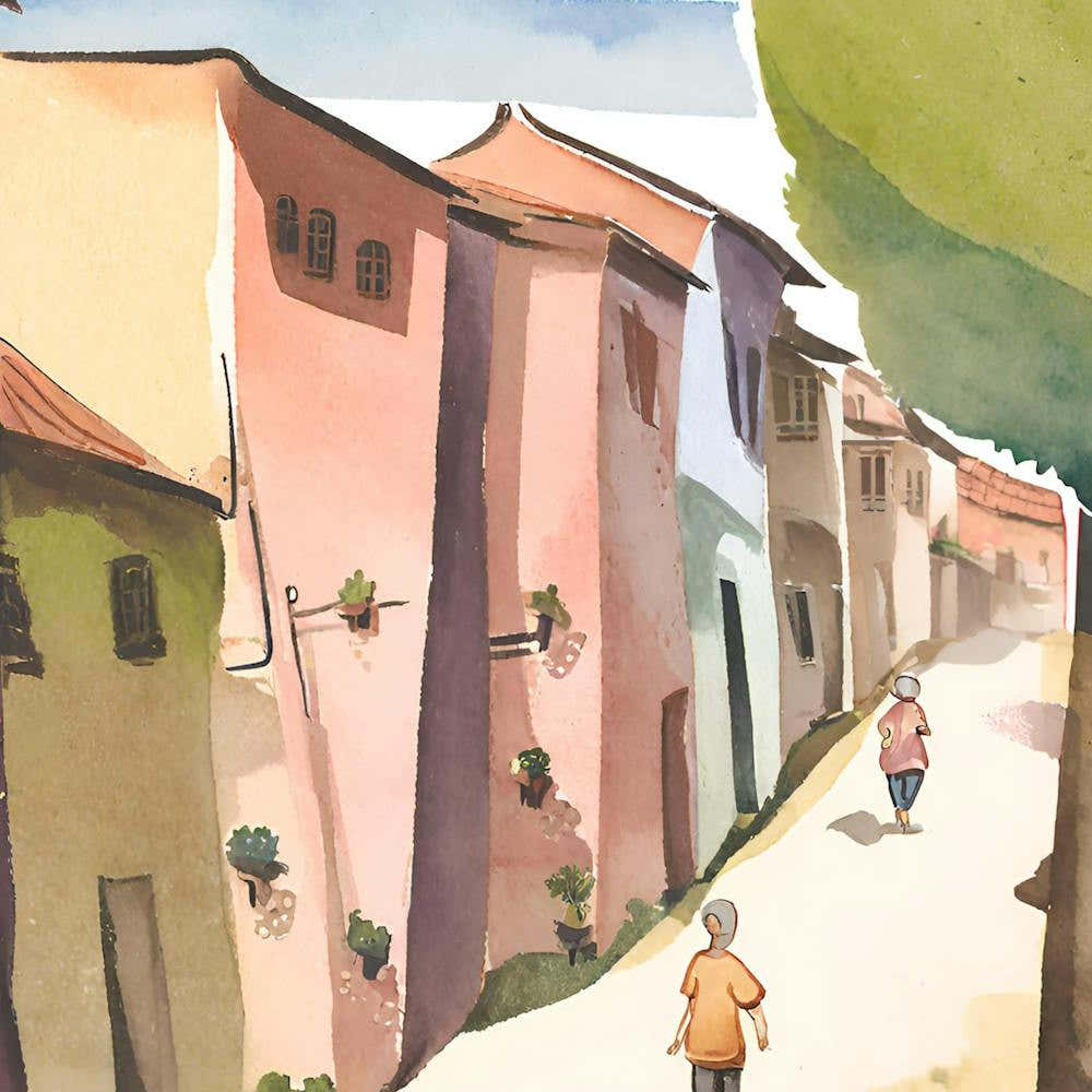 Watercolor Of A Street