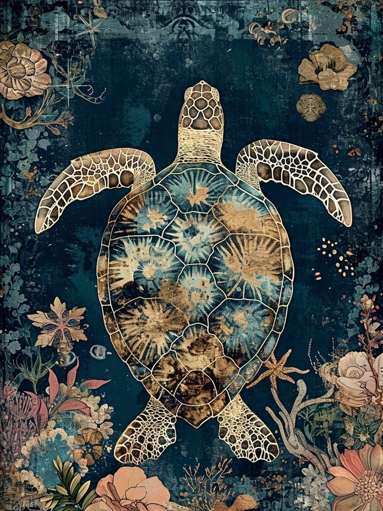 Ornamental Sea Turtle In The Ocean 1