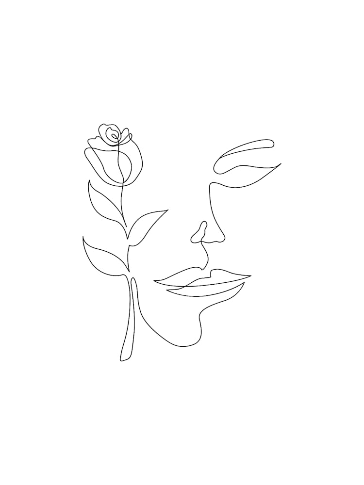 Face Of A Woman With Rose
