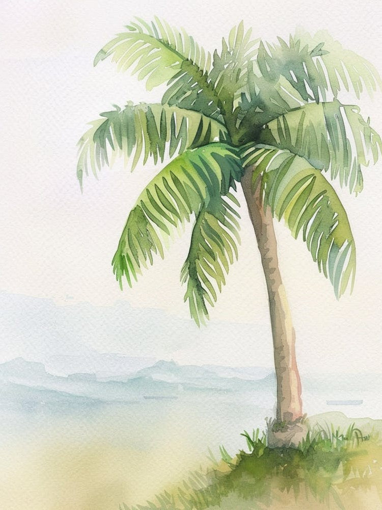 Palm Tree Atmospheric Watercolour Painting 2