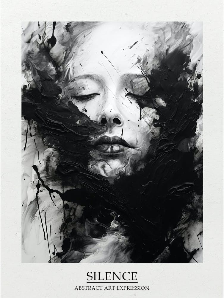 Silence Abstract Black And White 12 Poster
