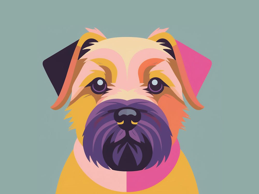 Border Terrier Dog Portrait Illustration