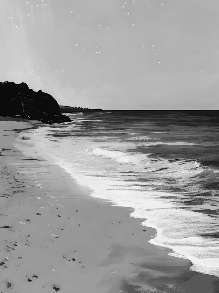 Black And White Beach Painting 3