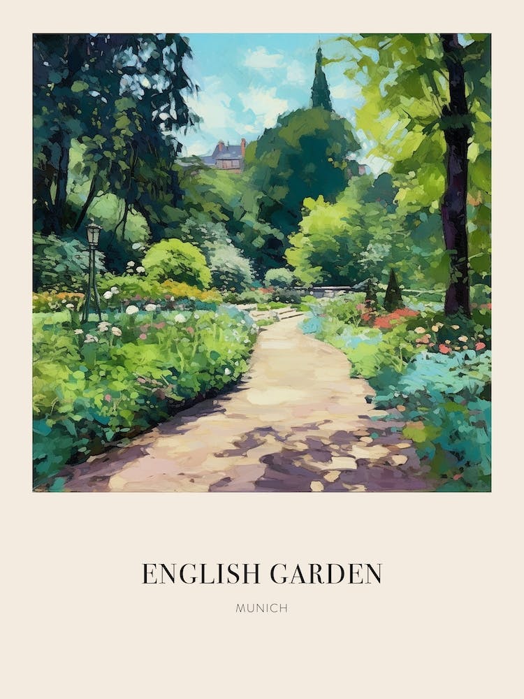 Englischer Garten Park München Deutschland 2 Vintage Cézanne Inspiriertes Poster
