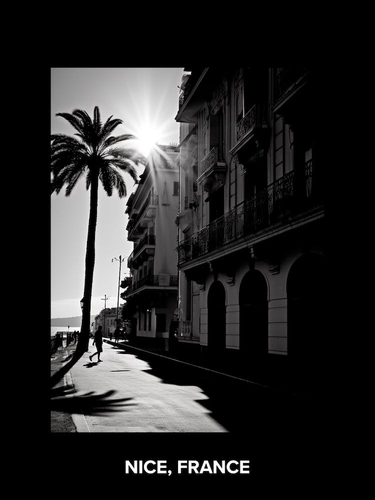 Poster Of Nice, France, Mediterranean Black And White Photography Analogue 2