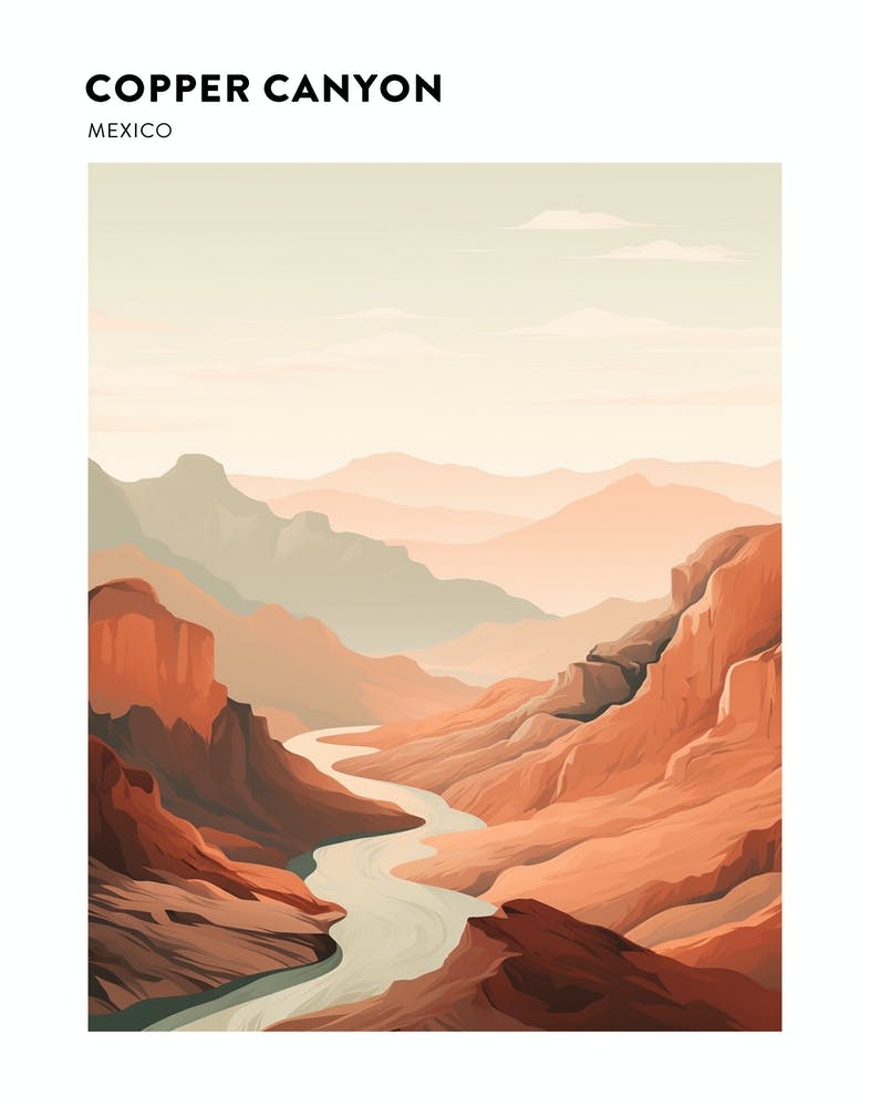 Copper Canyon Mexico Hiking Trail Landscape Poster