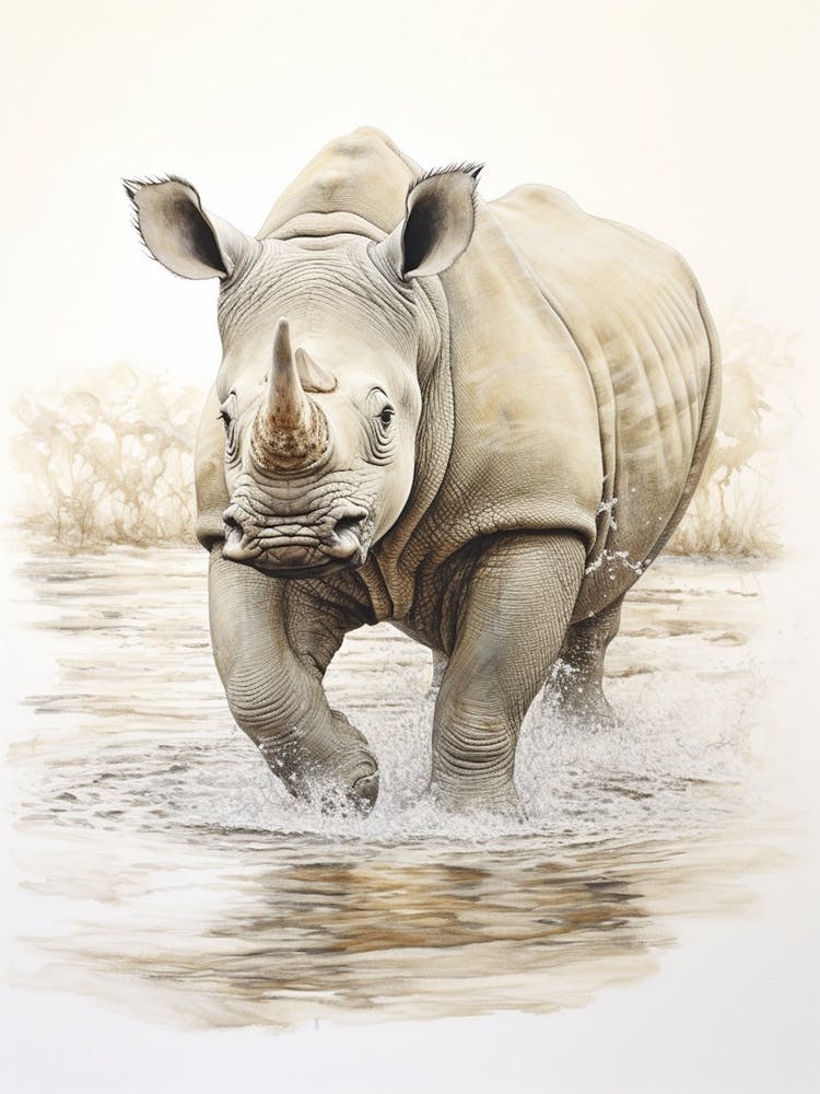 Nashorn in der Landschaft Illustration 1