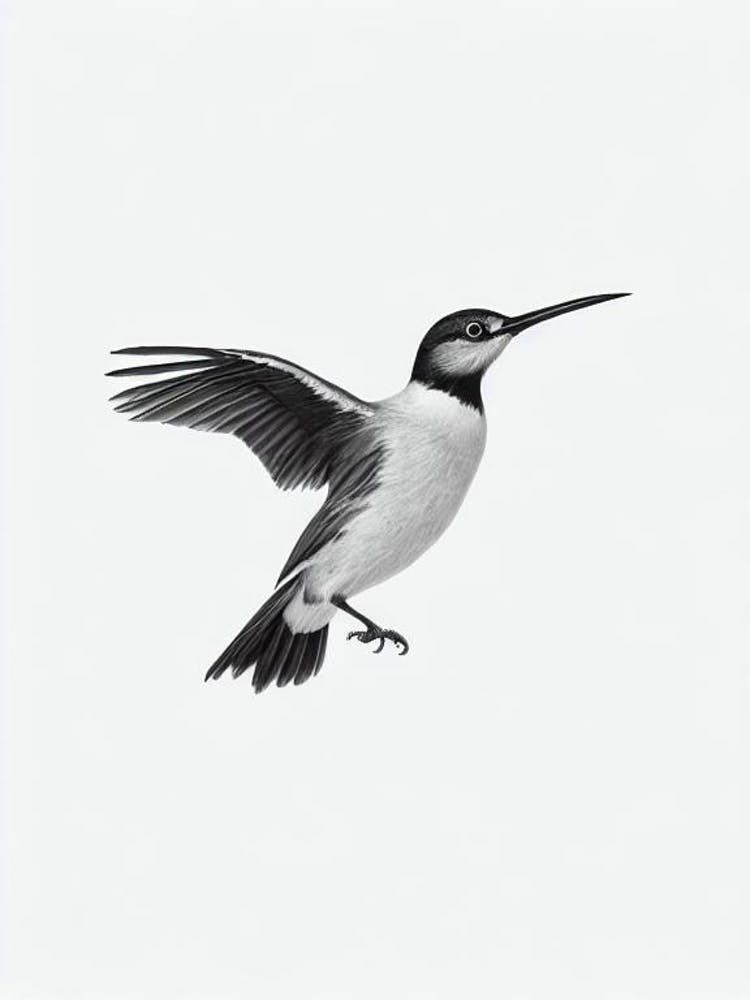 Baldpate B&W Pencil Drawing 1 Bird