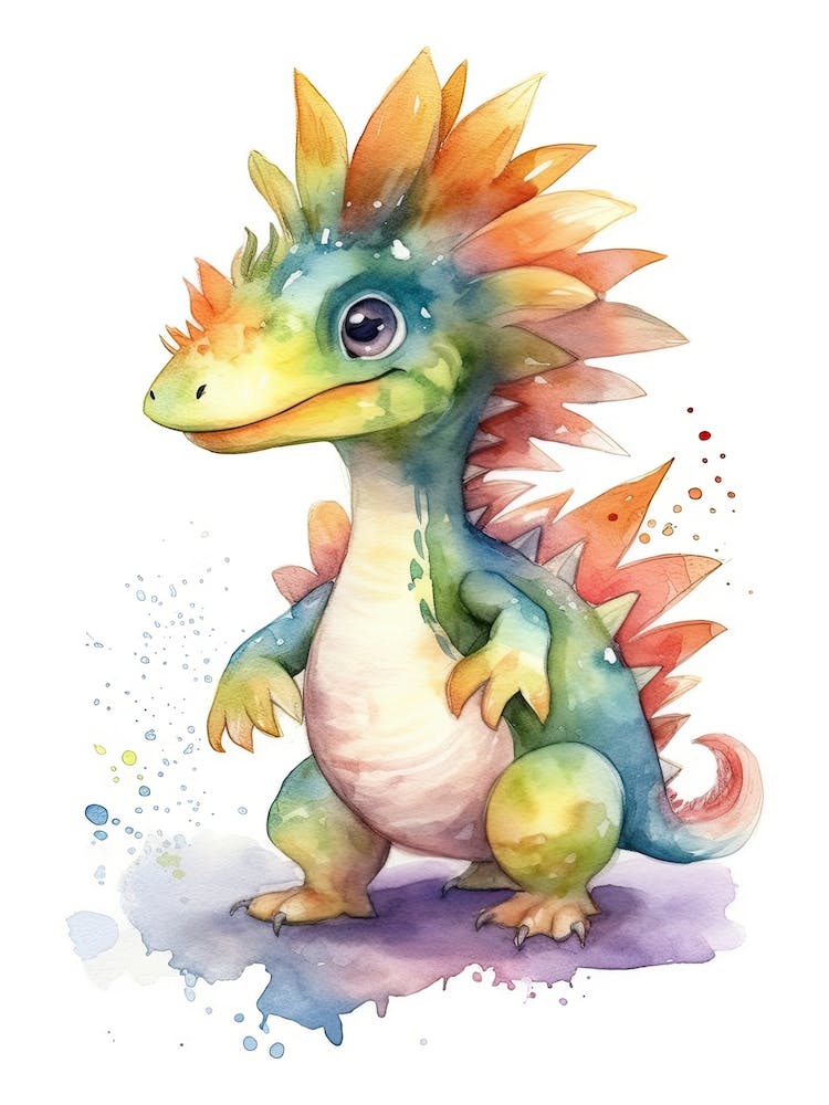 Spinosaurus Cute Dinosaur Watercolour 3