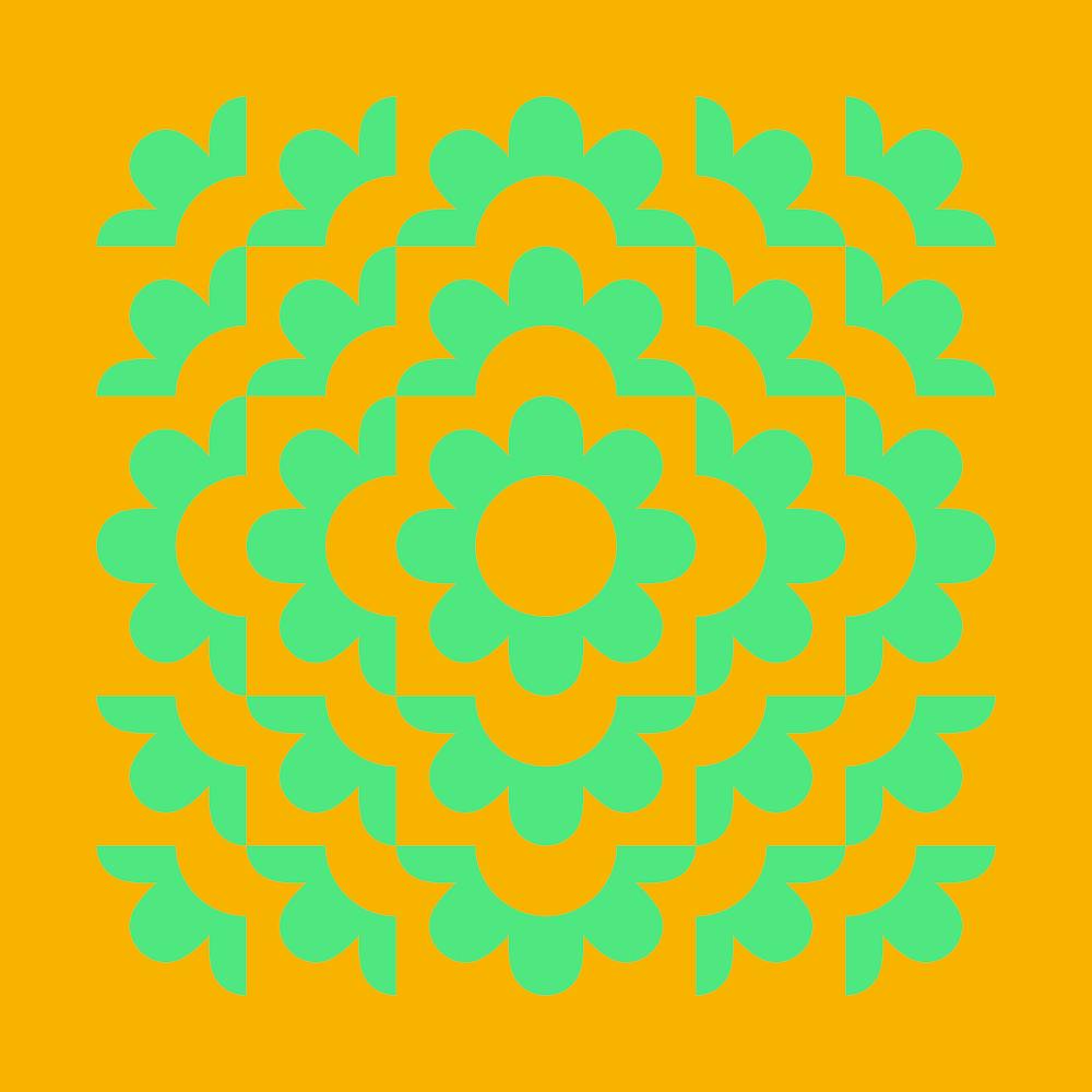 Abstract Flowers Pattern 7 In Lime Mustard Yellow Gold 02